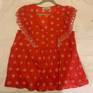 Loft Eyelet Coral Top